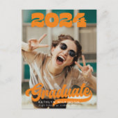 Retro Bold Typography Trendy Photo Fun Afstuderen Uitnodiging Briefkaart (Voorkant)