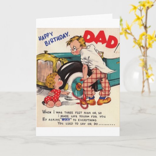 Retro Bonne carte d'anniversaire papa (Fleur jaune)