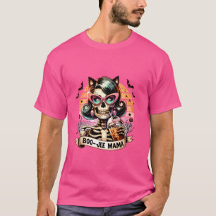 Retro Boo-jee Mama Moeders Grappig Skelet Koffie H T-shirt