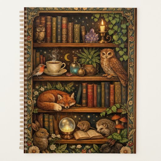 Retro book lover woodland animals (Devant)