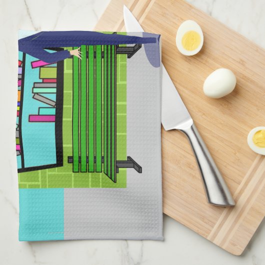 Retro Book Lovers Kitchen Towel Theedoek (Quarter Fold)