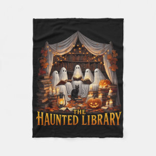 Retro Bookish Witch Boo Ghost Haunted Bookstore HA Fleece Deken