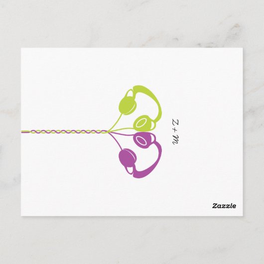 Retro Boombox Indie Mixtape Wedding (Paars/Limoen) Briefkaart (Achterkant)