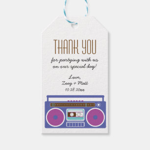 Retro Boombox Indie Mixtape Wedding Paarse Indigo Cadeaulabel