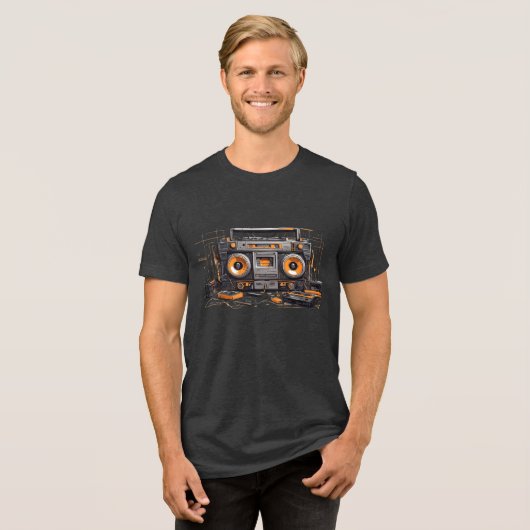 Retro Boombox Vibes Tri-Blend Shirt (Voorkant volledig)