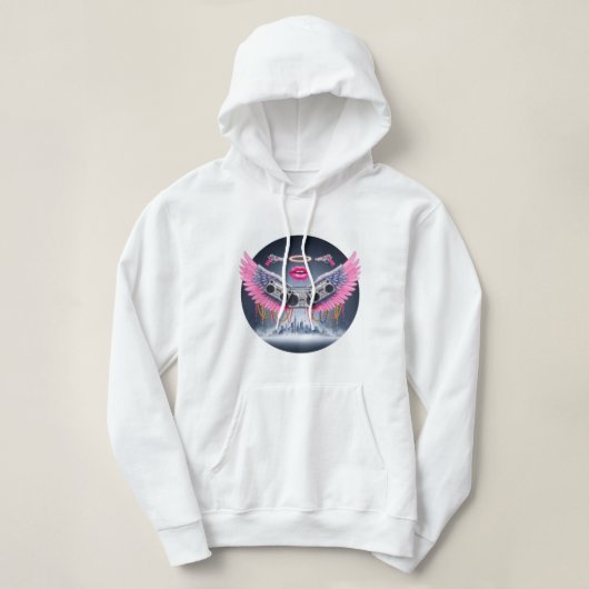 Retro Boombox Wings Hoodie 💖🎧 (Design voorkant)