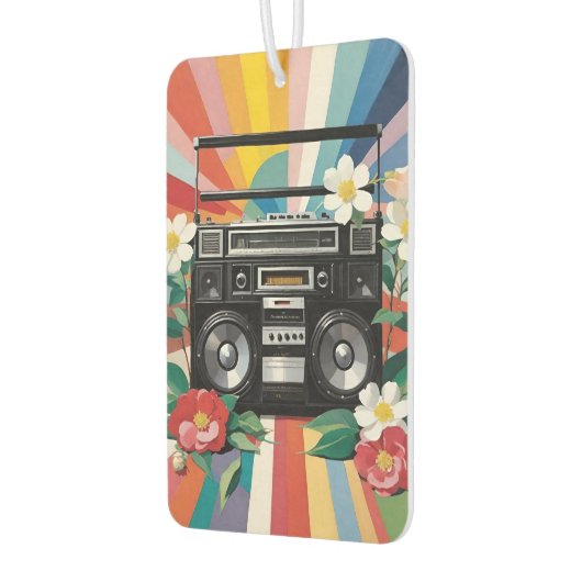 Retro Boombox With Rainbows And Flowers Luchtverfrisser (Links)