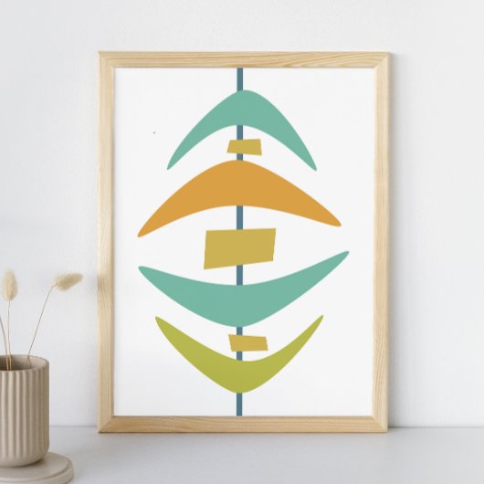 Retro Boomerang Mid Century Modern Style Poster
