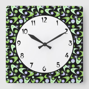 Retro Boomerangs Vierkante Klok