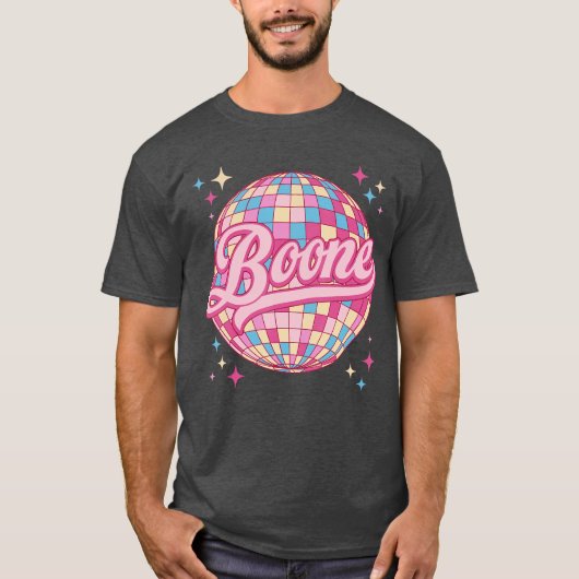Retro Boone First Name Personalized Disco 80s Birt T-shirt (Voorkant)