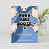 Retro Boos en Booze Halloween Party Kaart (Staand voorkant)