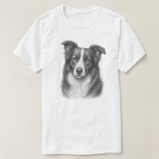 Retro Border Collie Focus Portret Ontwerp T-shirt
