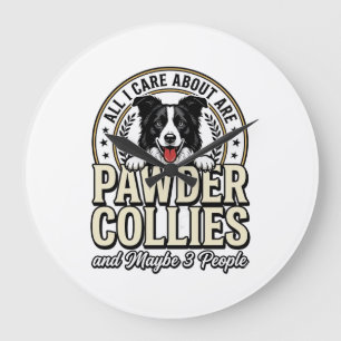 Retro Border Collie Hond Liefhebber Grappig Shirt Grote Klok