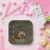 Retro  bos egel bos botanische papieren bordje (Feest)