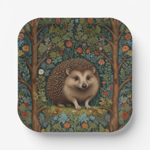 Retro  bos egel bos botanische papieren bordje