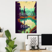 Retro Bossen met Lake Landscape Poster (Thuiskantoor)