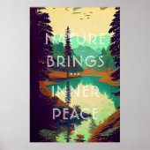 Retro Bossen met Lake Landscape Poster (Voorkant)