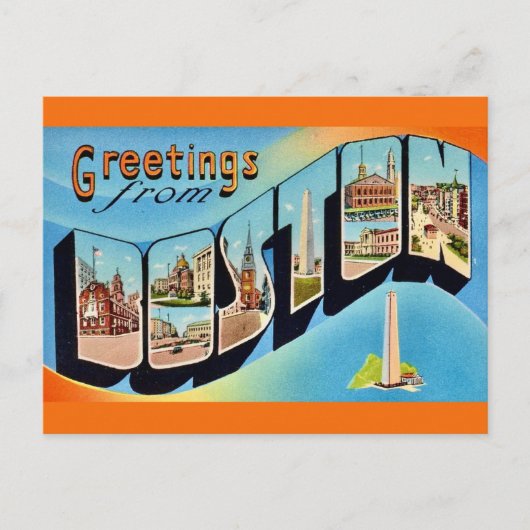 Retro Boston Groet Ansichtkaart Briefkaart (Voorkant)