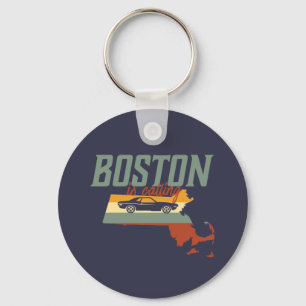  Retro Boston Massachusetts USA City Map Sleutelhanger