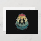 Retro Boston Terrier Dog Happy Easter Aankondigingskaart (Voorkant / Achterkant)