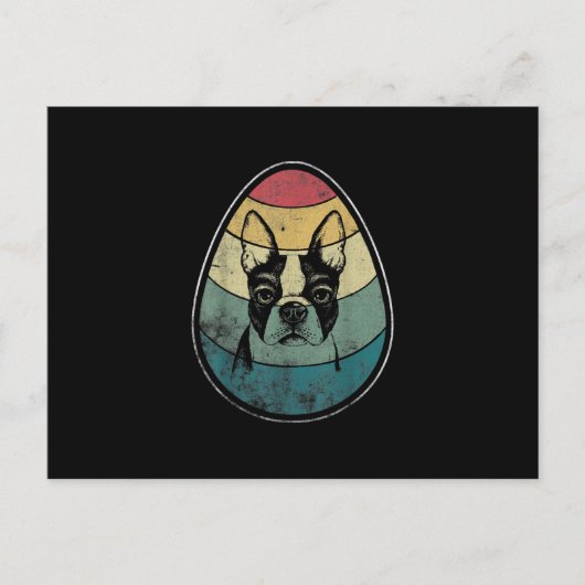 Retro  Boston Terrier Dog Happy Easter Briefkaart (Voorkant)