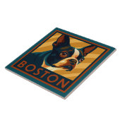 Retro Boston Terrier Portret Tegeltje (Zijkant)