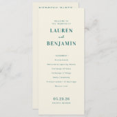 Retro Botanica and Teal Wedding Programma (Voorkant / Achterkant)