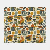Retro Botanica Geometrica Fleece Deken (Voorkant (Horizontaal))