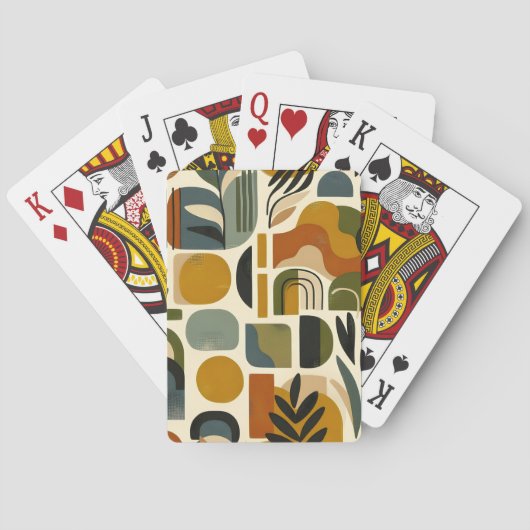 Retro Botanica Geometrica Pokerkaarten (Achterkant)