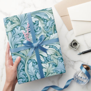 Retro botanisch patroon blauw cadeaupapier