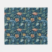 Retro botanisch patroon blauw fleece deken (Voorkant (Horizontaal))