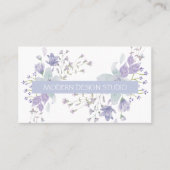 Retro botanische bloemen waterverf stoffig blauw l visitekaartje (Voorkant)