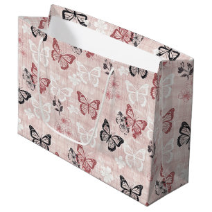 Retro botanische vlinder toile patroon (2) groot cadeauzakje