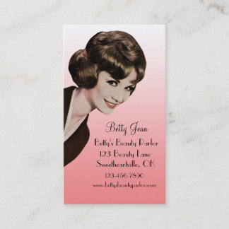 Retro Bouffant Pink Haarstylist Card Visitekaartje