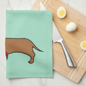 Retro Bow Noël Dachshund Serviette de cuisine Cade (Quart Plié)
