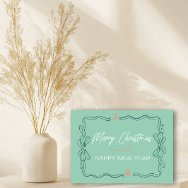 Retro Bow & Trees Doodles Vakantie Gevouwen Kaart