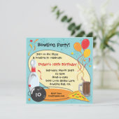 Retro Bowling Anniversaire Carte d'invitation (Debout devant)