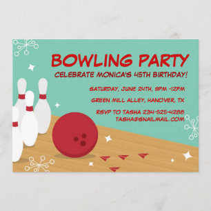 Retro Bowling Birthday Party - Uitnodigingen