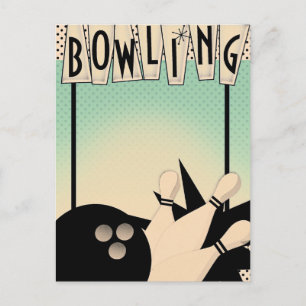 Retro Bowling Event Nacht met Oude Bowlingballen Briefkaart