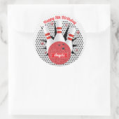 Retro Bowling Glitter Verjaardagsfeest Ronde Sticker (Tas)