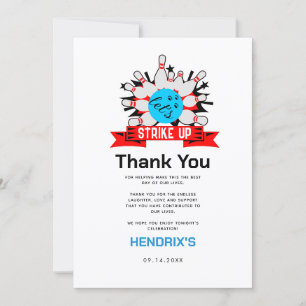 Retro Bowling Kids 1e Verjaardagsfeestje Bedankkaart