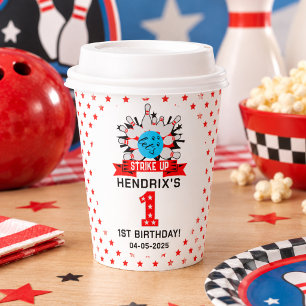 Retro Bowling Kids 1e Verjaardagsfeestje Papieren Bekers