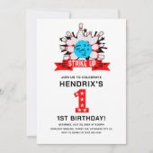 Retro Bowling Kids 1st Birthday Party Kaart (Voorkant)