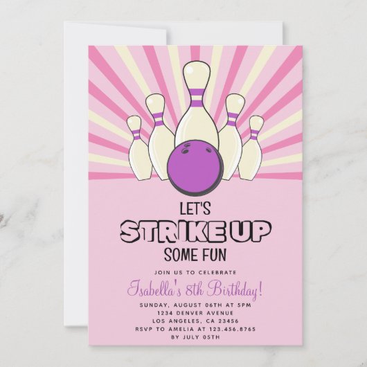 Retro Bowling Kids Verjaardagsfeest Kaart (Voorkant)