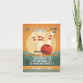 Retro Bowling Kids Verjaardagsfeestuitnodiging Feestdagen Kaart (Voorkant)