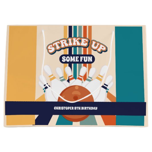 Retro Bowling kinderen Birthday Party Groot Cadeauzakje (Voorkant)