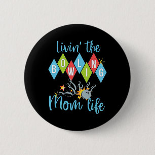 Retro Bowling Moeder Bowler Koningin D Ronde Button 5,7 Cm