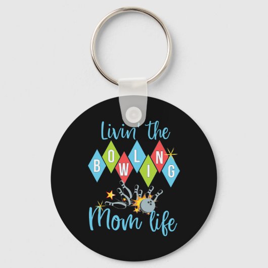 Retro Bowling Moeder Bowler Koningin D Sleutelhanger (Voorkant)