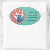 Retro Bowling Party Dank u Ovale Sticker (Tas)