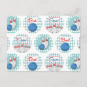 Retro Bowling Pattern Bowling Ball Pins Briefkaart (Voorkant)